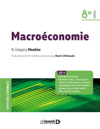 Couverture du livre « Macroéconomie (8e édition) » de Gregory N. Mankiw aux éditions De Boeck Superieur