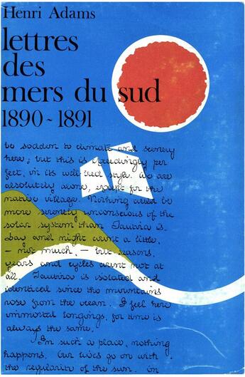 Couverture du livre « Lettres des mers du sud, 1890-1891 » de Henry Adams aux éditions Societe Des Oceanistes