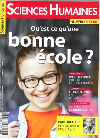 Couverture du livre « Sciences humaines n 285 qu est ce qu une bonne ecole octobre 2016 » de  aux éditions Sciences Humaines