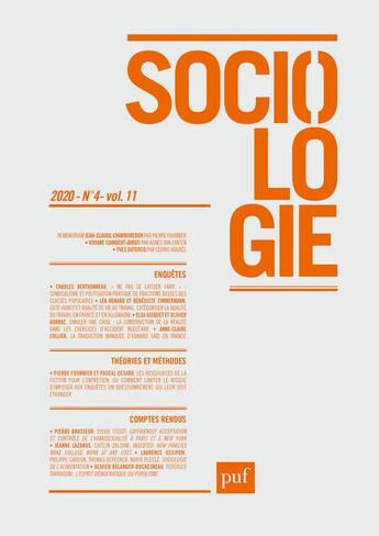 Couverture du livre « Sociologie 2020, n.4 » de  aux éditions Puf