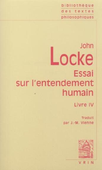 Couverture du livre « Essai Sur L'Entendement Humain » de John Locke aux éditions Vrin