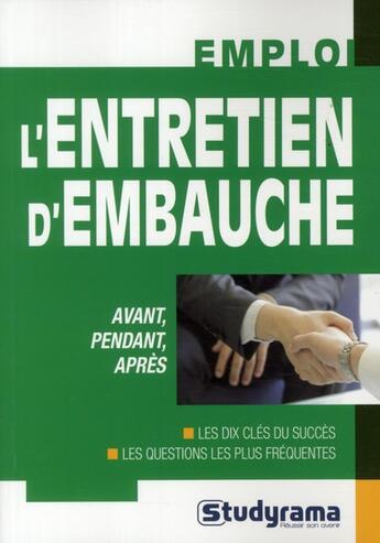 Couverture du livre « L'entretien d'embauche » de  aux éditions Studyrama