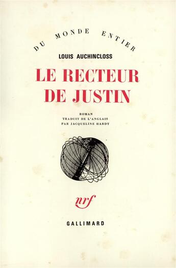 Couverture du livre « Le Recteur De Justin » de Auchincloss Lou aux éditions Gallimard