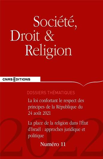 Couverture du livre « Societe, droit et religion - n 11 » de  aux éditions Cnrs