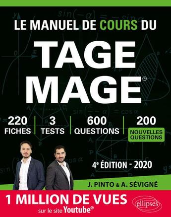 Couverture du livre « Le manuel de cours du TAGE MAGE (3e édition) » de Arnaud Sevigne et Joachim Pinto aux éditions Ellipses