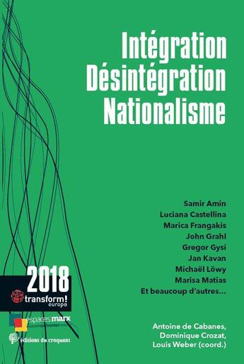 Couverture du livre « Intégration désintégration nationalisme » de  aux éditions Croquant