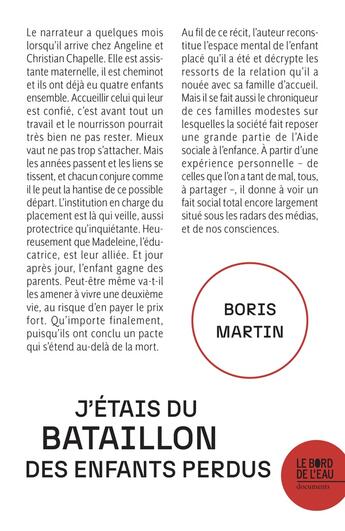 Couverture du livre « J'étais du Bataillon des enfants perdus » de Boris Martin aux éditions Bord De L'eau