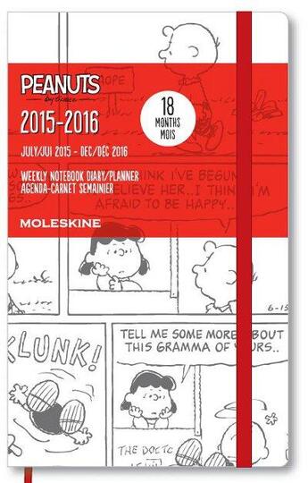 Couverture du livre « Agenda 18m semainier peanuts 2015-16 grd format blanc » de  aux éditions Moleskine