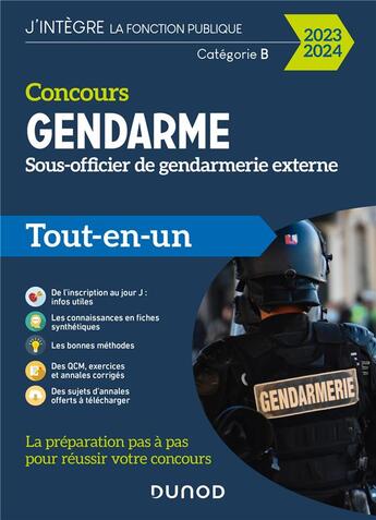 Couverture du livre « Concours gendarme ; sous-officier de gendarmerie externe (édition 2023/2024) » de Benoit Priet et Corinne Pelletier et Renald Boismoreau et Jean Marc Groga aux éditions Dunod