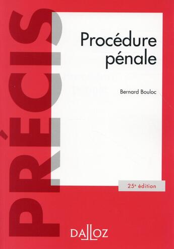 Couverture du livre « Procédure pénale (25e édition) » de Bernard Bouloc aux éditions Dalloz