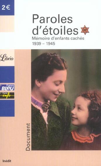 Couverture du livre « Paroles d'etoiles ; memoire d'enfants caches, 1939-1945 » de  aux éditions J'ai Lu