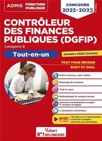 Couverture du livre « Concours contrôleur des finances publiques (DGFIP) : catégorie B ; tout-en-un ; concours 2022-2023 (édition 2022/2023) » de Pascal Eynard et Dominique Dumas et Frederic Bottaro aux éditions Vuibert