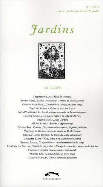 Couverture du livre « REVUE JARDINS n.3 ; le temps » de  aux éditions Editions Du Sandre