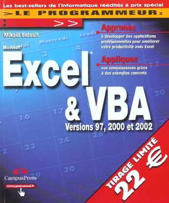 Couverture du livre « Excel 2000/2002 & Vba Select Programmeur » de Dick Olivier aux éditions Campuspress