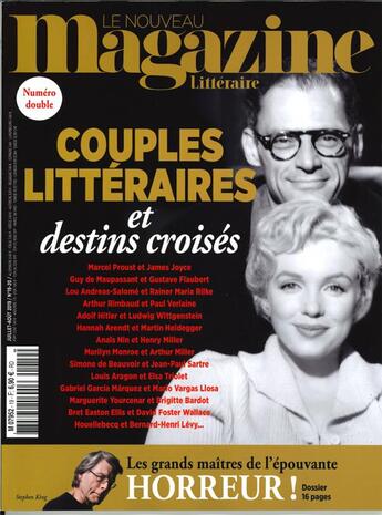 Couverture du livre « Le nouveau magazine litteraire n 19/20 couples litteraires et destin croises - juillet/aout 2019 » de  aux éditions Le Magazine Litteraire