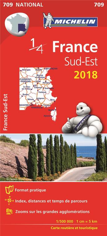 Couverture du livre « Carte nationale 709 france sud-est 2018 » de Collectif Michelin aux éditions Michelin