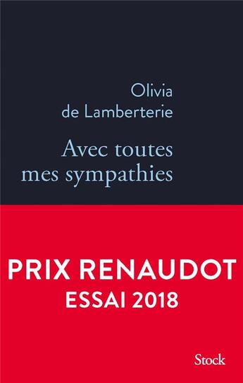 Couverture du livre « Avec toutes mes sympathies » de Olivia De Lamberterie aux éditions Stock