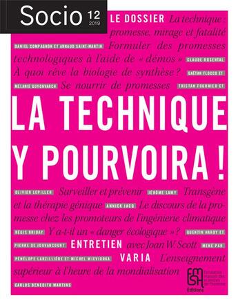 Couverture du livre « Socio, n 12/2019. la technique y pourvoira ! » de Jouvan Briday Regis aux éditions Maison Des Sciences De L'homme