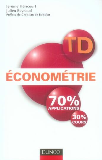 Couverture du livre « Td économétrie » de Hericourt Jerome aux éditions Dunod