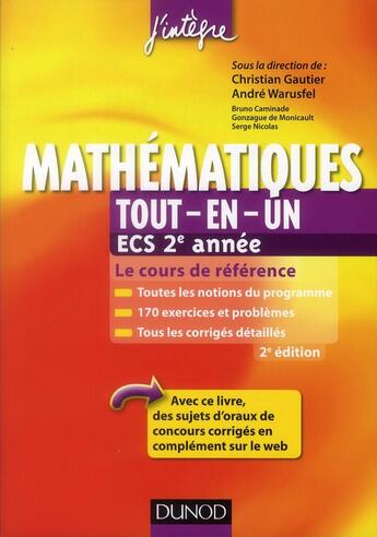 Couverture du livre « Mathématiques ; ECS 2ème année ; tout-en-un (2e édition) » de Andre Warusfel et Christian Gautier aux éditions Dunod