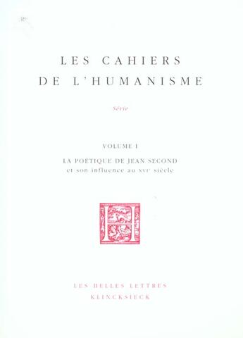 Couverture du livre « Cahiers humanisme-special poetique j.second » de  aux éditions Belles Lettres