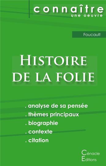 Couverture du livre « Histoire de la folie, de Michel Foucault » de  aux éditions Editions Du Cenacle