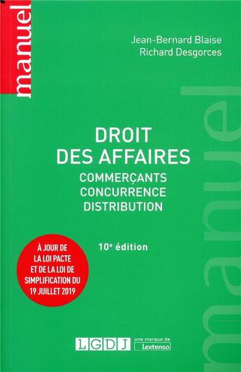 Couverture du livre « Droit des affaires - commercants - concurrence - distribution » de Blaise/Desgorces aux éditions Lgdj