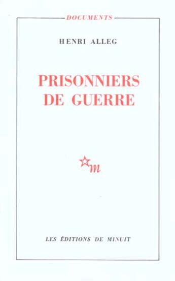 Couverture du livre « Prisonniers de guerre » de Henri Alleg aux éditions Minuit