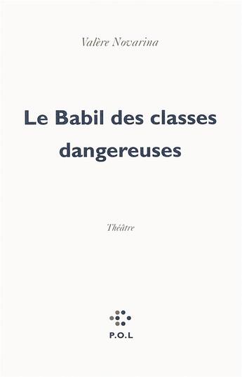 Couverture du livre « Le babil des classes dangereuses » de Valere Novarina aux éditions P.o.l