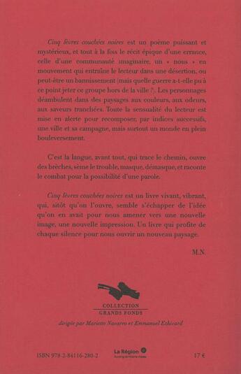 Couverture du livre « Cinq lèvres couchées noires » de Louis Adran aux éditions Cheyne