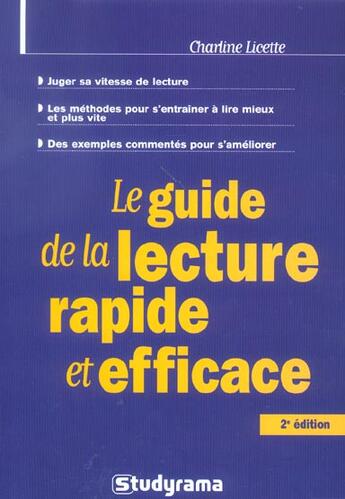 Couverture du livre « Le guide de la lecture rapide et efficace (2e édition) » de Charline Licette aux éditions Studyrama