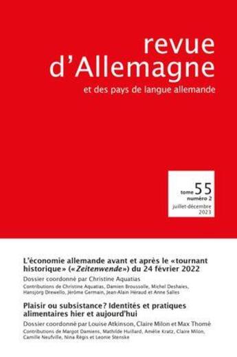 Couverture du livre « Revue d allemagne et des pays de langue allemande n 55-2/2023 » de Aquatias Christine aux éditions Pu De Strasbourg