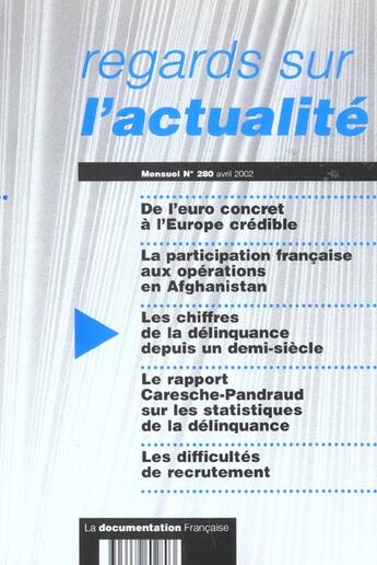 Couverture du livre « Chiffres de la delinquance / reg.act 280 » de  aux éditions Documentation Francaise