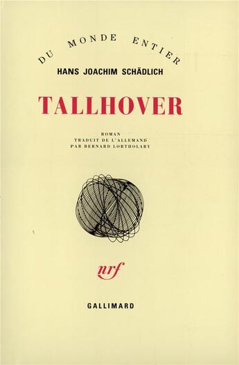 Couverture du livre « Tallhover » de Schadlich H J. aux éditions Gallimard