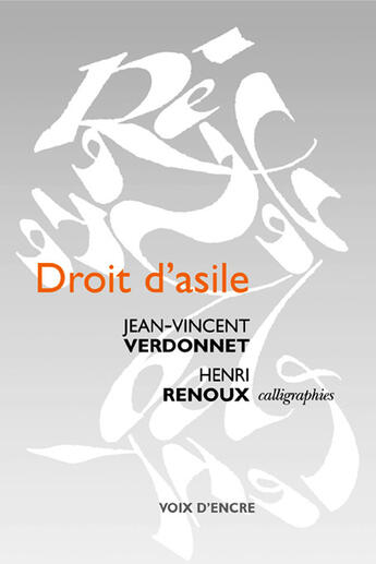 Couverture du livre « Droit D'Asile » de J.-V. Verdonnet aux éditions Voix D'encre