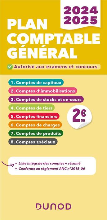 Couverture du livre « Plan comptable général : Liste intégrale des comptes (édition 2024/2025) » de Charlotte Disle aux éditions Dunod