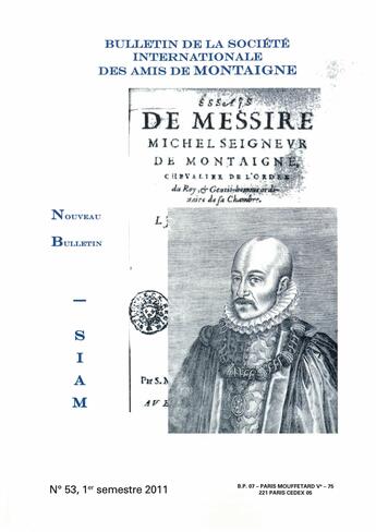 Couverture du livre « Nouveau bulletin de la société des amis de Montaigne t.53 ; 1er semestre 2011 » de  aux éditions Honore Champion