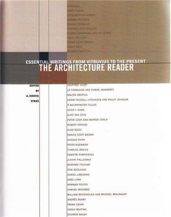 Couverture du livre « The architecture reader » de Syles Krista aux éditions Georges Braziller