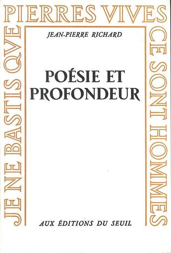 Couverture du livre « Poesie et profondeur » de Pierre-Jean Richard aux éditions Seuil