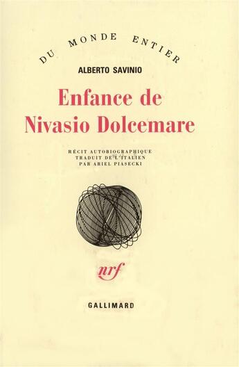 Couverture du livre « Enfance de nivasio dolcemare » de Alberto Savinio aux éditions Gallimard