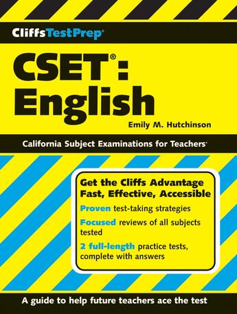 Couverture du livre « CliffsTestPrep CSET: English » de Hutchinson Emily M aux éditions Houghton Mifflin Harcourt