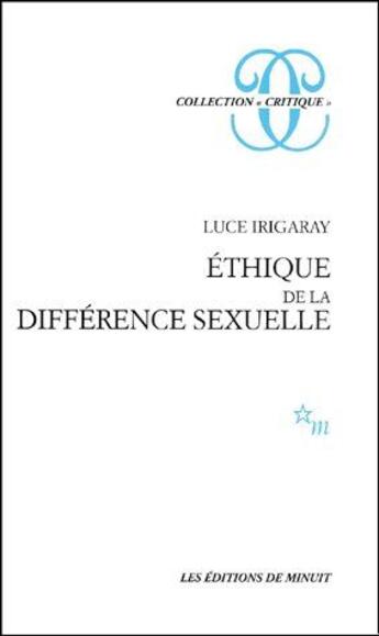 Couverture du livre « Éthique de la différence sexuelle » de Luce Irigaray aux éditions Minuit