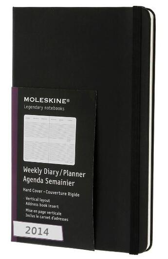 Couverture du livre « Agenda semainier 2014 vertical grand format noir couverture rigide » de Moleskine aux éditions Moleskine Papet