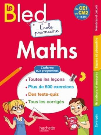 Couverture du livre « Bled ecole primaire maths » de Paul Bramand aux éditions Hachette Education