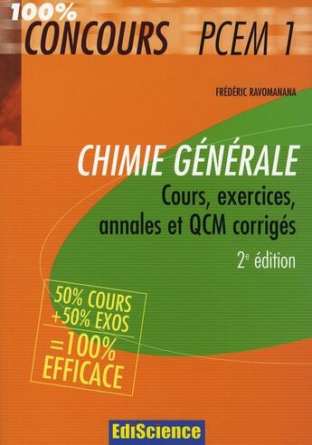 Couverture du livre « Chimie générale ; pcem1 (2e édition) » de Frederic Ravomanana aux éditions Ediscience