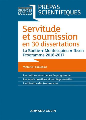 Couverture du livre « Thème français/philosophie en 30 dissertations ; prépas scientifiques (édition 2016/2017) » de Victoire Feuillebois aux éditions Armand Colin