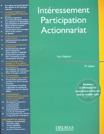 Couverture du livre « Interessement. participation. actionnariat - 3e ed. » de Paul Maillard aux éditions Delmas