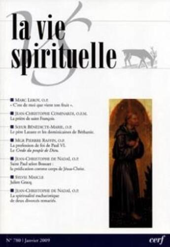 Couverture du livre « La vie spirituelle numero 780 » de  aux éditions Cerf