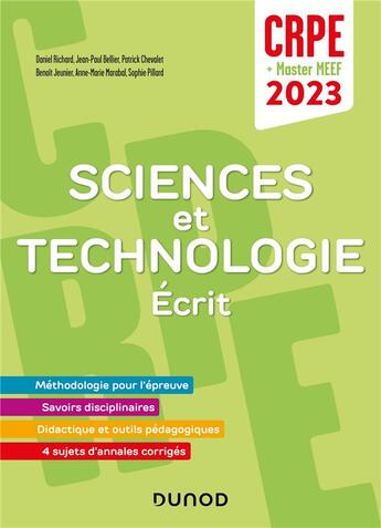 Couverture du livre « Concours professeur des ecoles - sciences et technologie - ecrit/admissibilite - crpe 2023 » de Richard/Bellier aux éditions Dunod