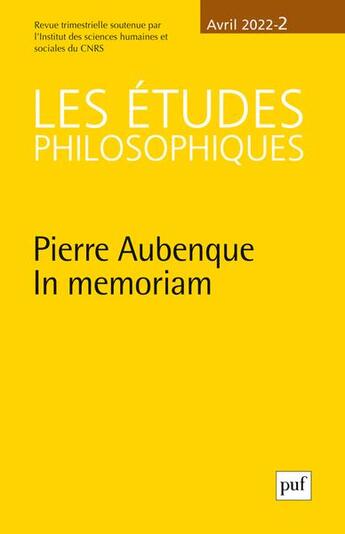 Couverture du livre « Etudes philosophiques 2022, n.2 » de  aux éditions Puf